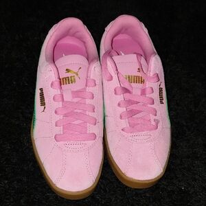 Puma Pink Suede Low-Top Sneakers with Gum Sole